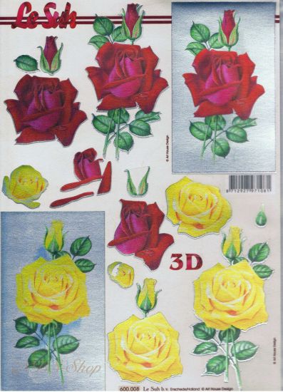 3D Stanz-Bogen Rosen rot & gelb / metalic