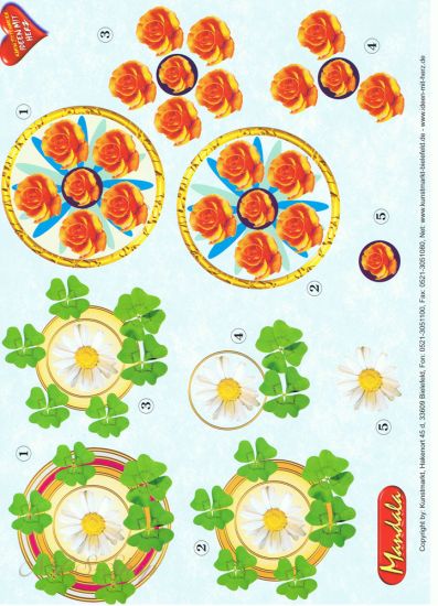 3D Bogen Mandala Klee und Rosen