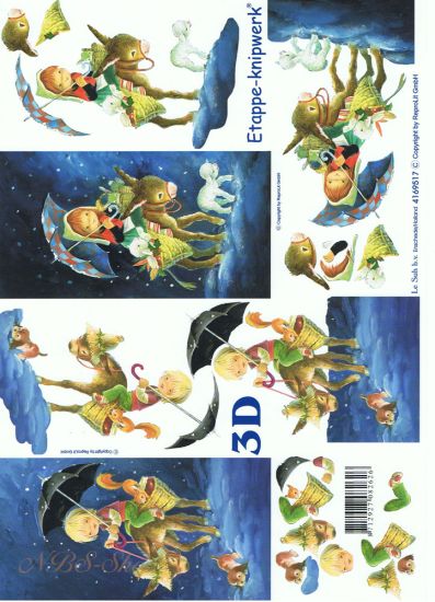 3D Bogen Winterkinder auf einem Esel