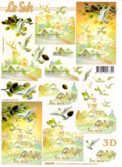 3D Bogen Landschaft mit Tauben