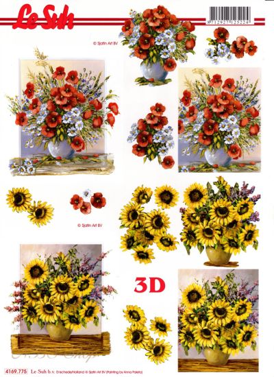 3D Bogen Mohnblumen und Sonnenblumen