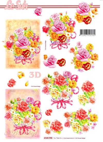 3D Bogen Rosenstrauß mit Schleife