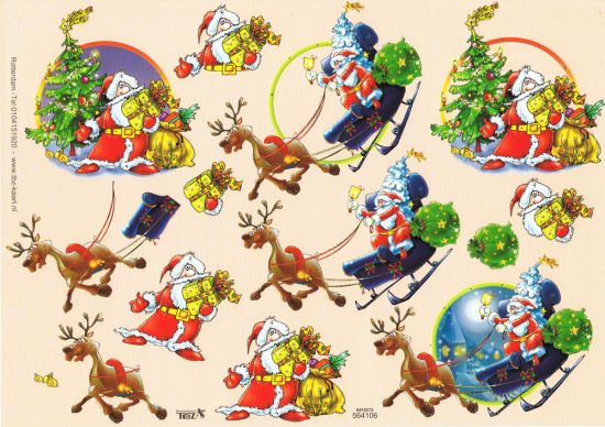 3D Bogen Weihnachtsmann mit Schlitten