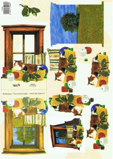 3D Bogen Aufsteller Katze am Fenster