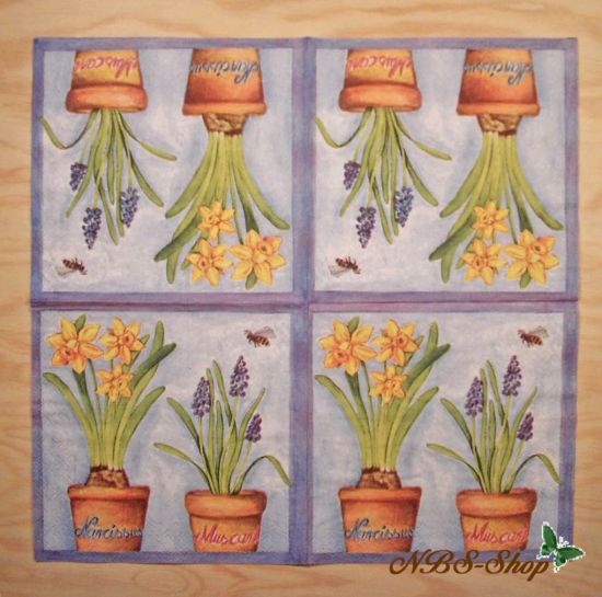 Motivserviette - Narzisse im Topf