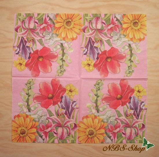 Motivserviette - Bunte Blumen