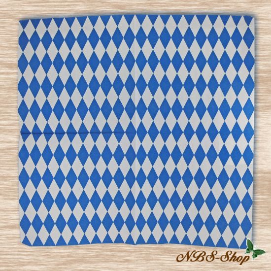 Motivserviette - Rauten in blau-weiß