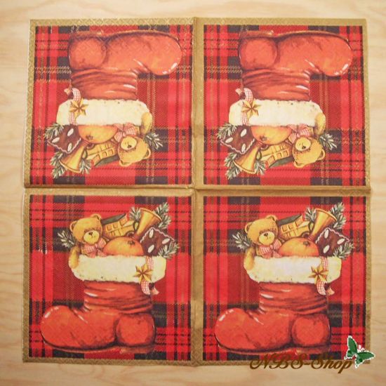 Motivserviette - Weihnachtsstiefel