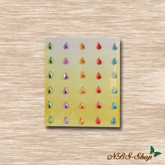 klebende Schmucksteine bunte Tropfen