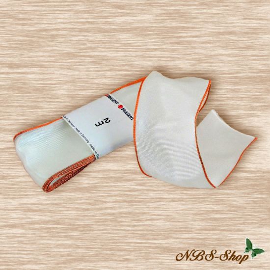 Weißes Band mit hellbrauner Drahtkannte