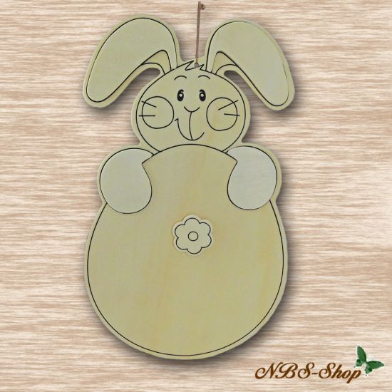 Holzbild "Hase mit EI"