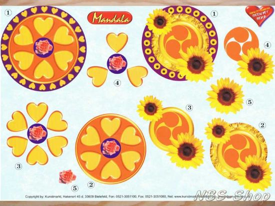 3D Bogen Mandala Herzen und Sonnenblumen