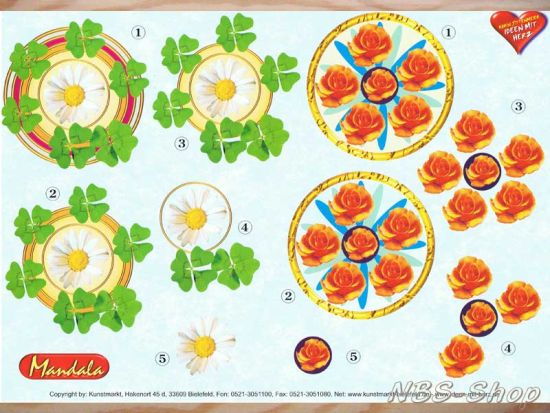 3D Bogen Mandala Klee und Rosen