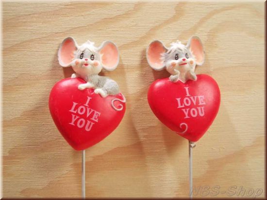 Herz mit Maus am Draht "I Love You"