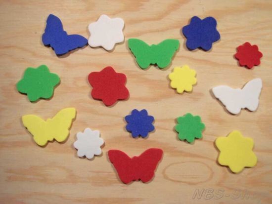 Moosgummi Schmetterlinge und Blumen