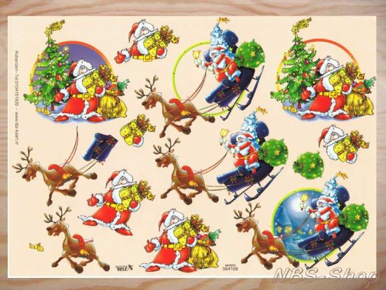 3D Bogen Weihnachtsmann mit Schlitten