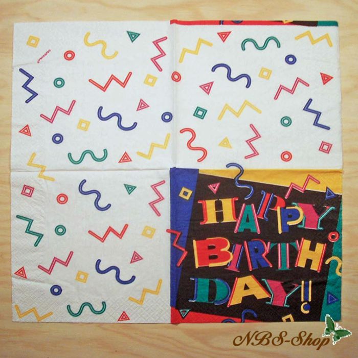 Motivserviette - "Happy Birthday"