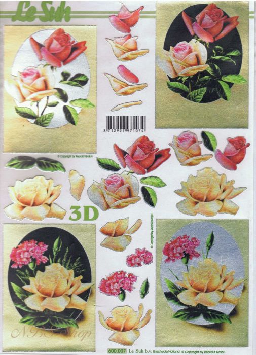 3D Stanz-Bogen Rosen / metalic