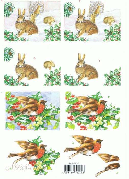 3D Bogen Hase und Vogel