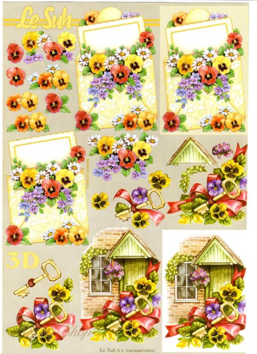 3D Bogen Stiefmütterchen und Schlüssel