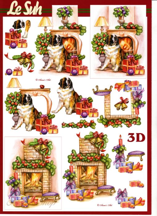 3D Bogen Bernhardiner am Kamin