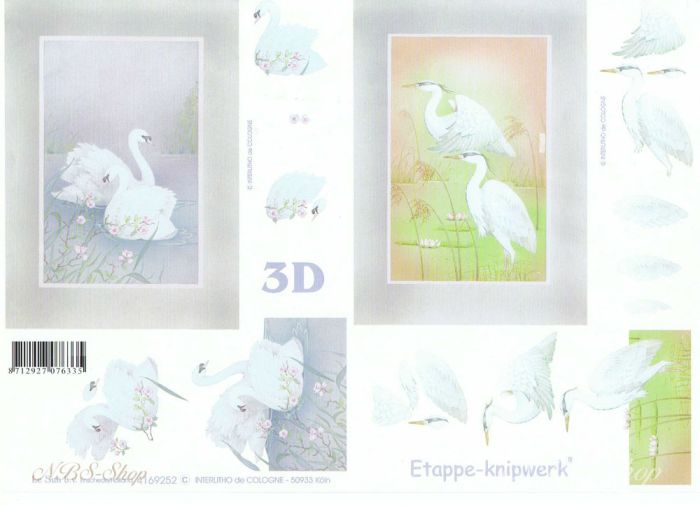3D Bogen Schwan und Kranich