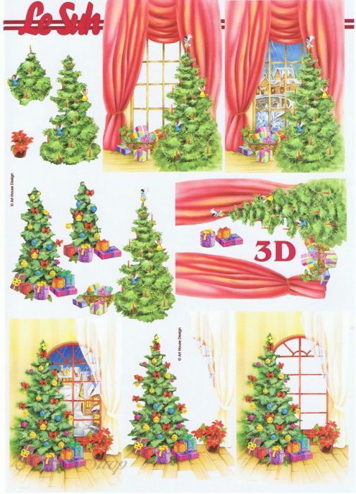 3D Bogen Weihnachtsbaum am Fenster