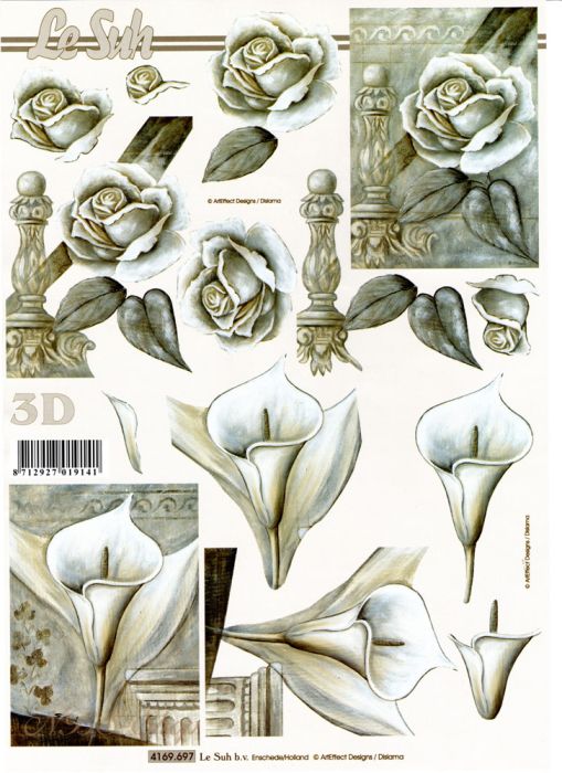3D Bogen Calla und Rose in sw