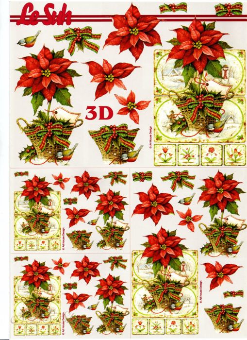 3D Bogen Weihnachtsstern auf Fliesen 3er