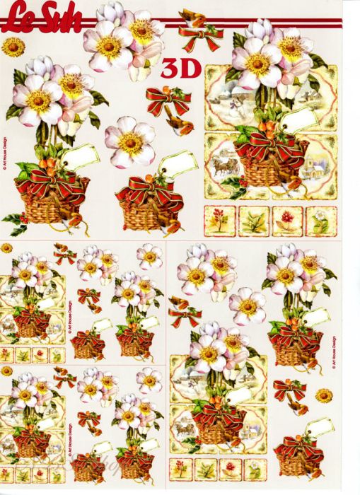 3D Bogen Christrose auf Fliesen 3er