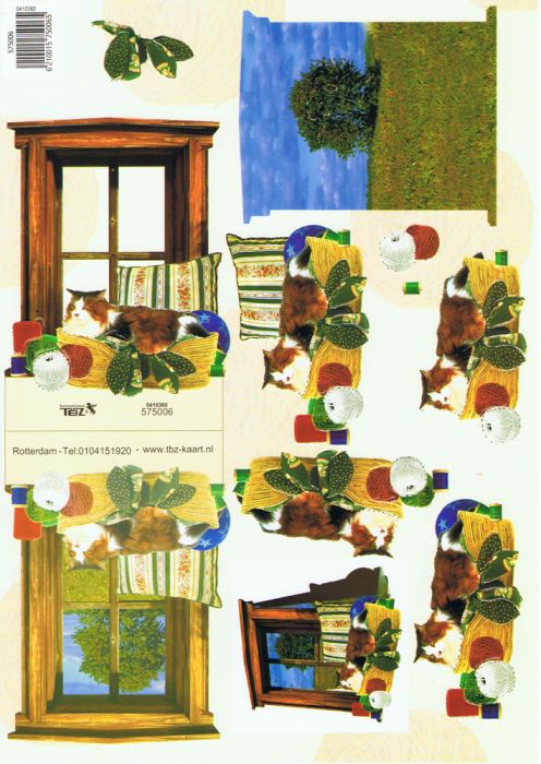 3D Bogen Aufsteller Katze am Fenster