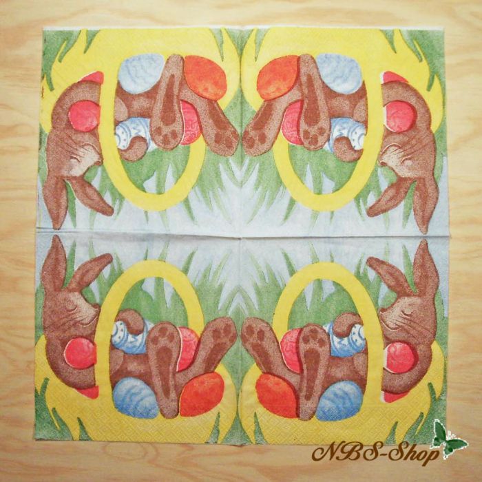 Motivserviette - Hase im Korb