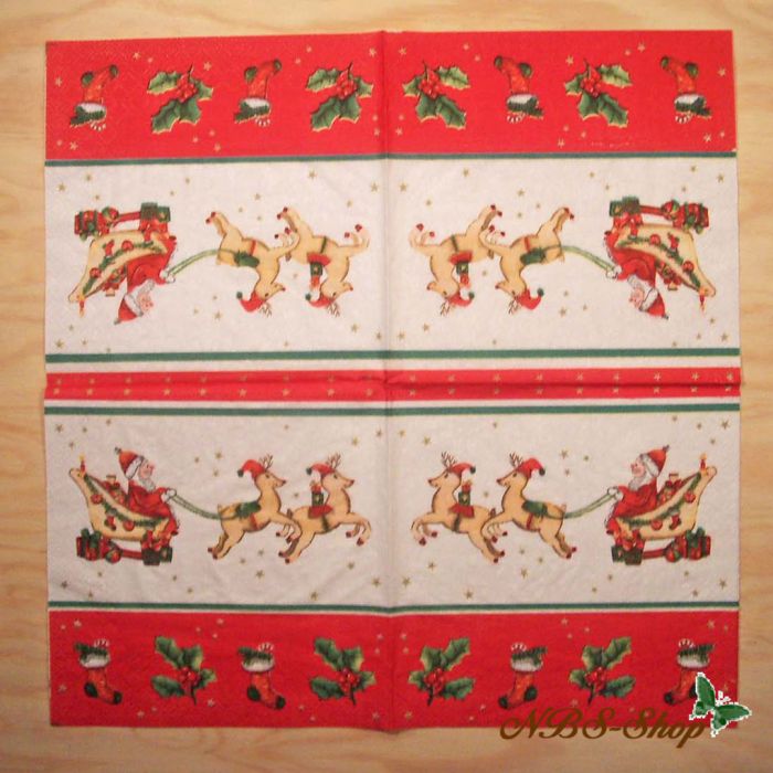 Motivserviette - Weihnachtsschlitten