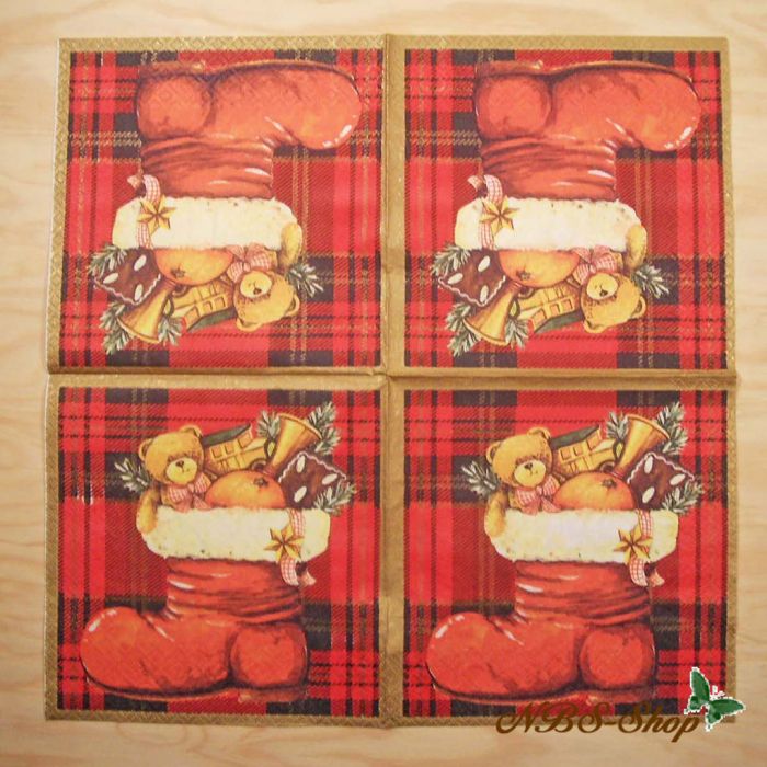 Motivserviette - Weihnachtsstiefel