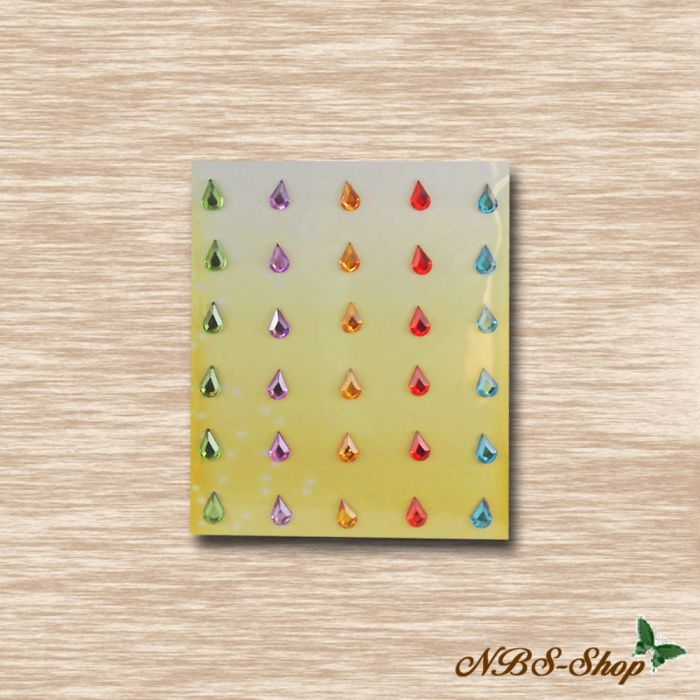klebende Schmucksteine bunte Tropfen