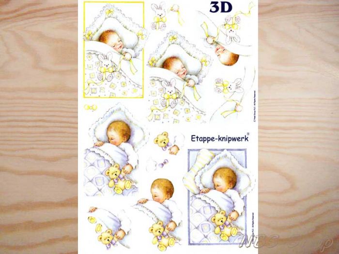 3D Bogen Baby im Bettchen