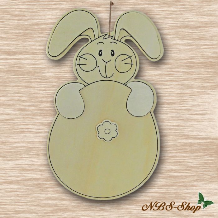Holzbild "Hase mit EI"