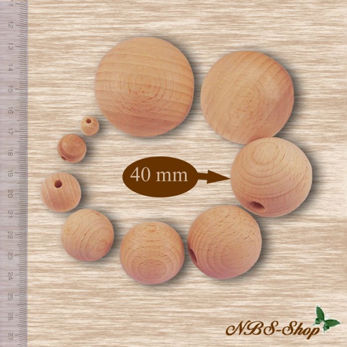 Holz - Kugel durchgebohrt - 40mm