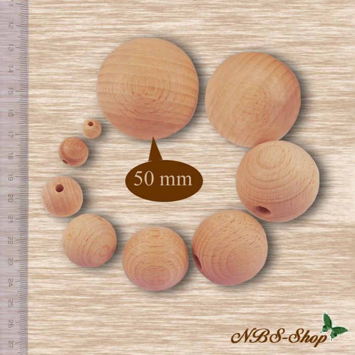 Holz - Kugel durchgebohrt - 50mm