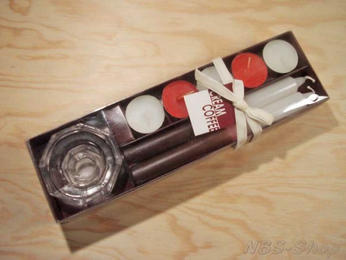 Kerzenset "Kaffee" mit Glashalter