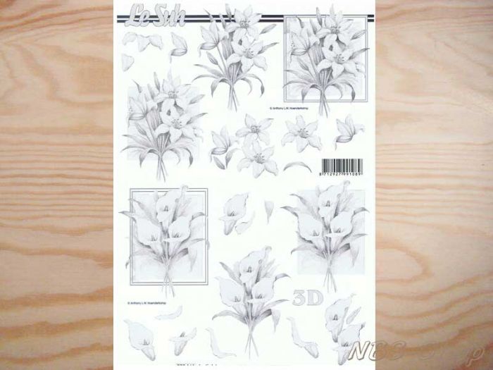 3D Bogen Blumen in schwarz-weiß