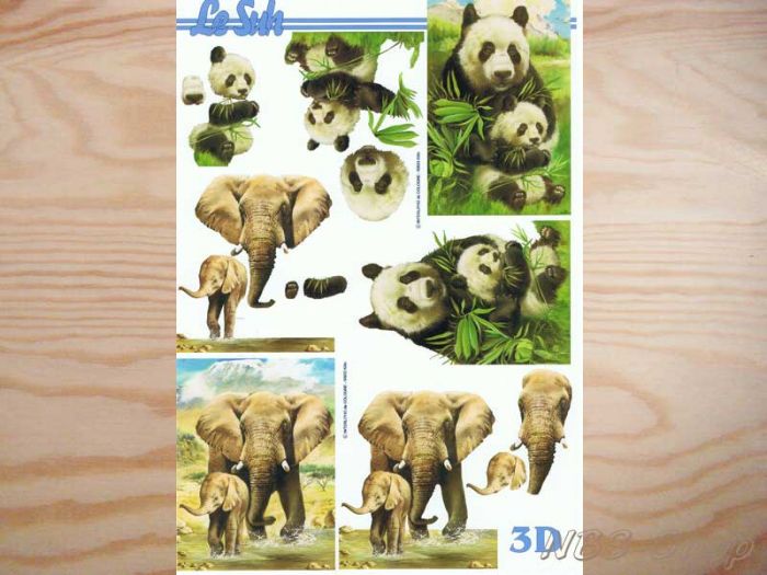 3D Bogen Panda und Elefant