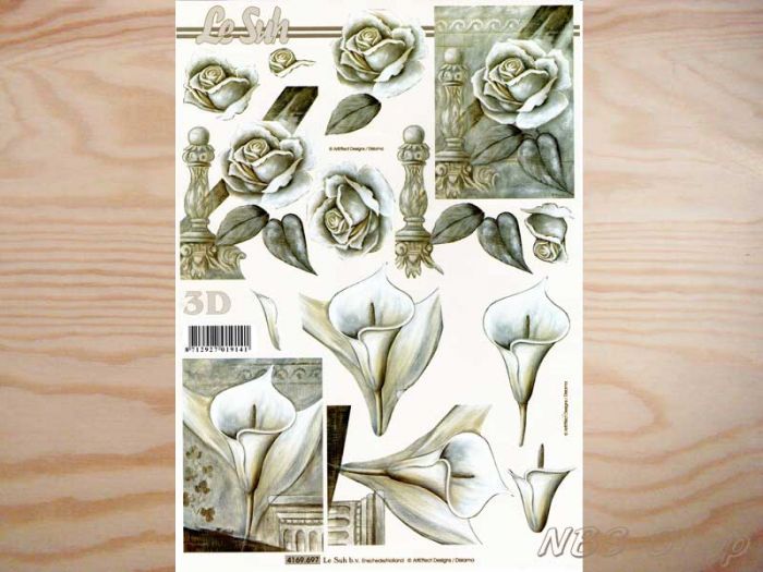 3D Bogen Calla und Rose in sw