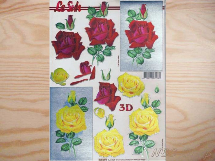 3D Stanz-Bogen Rosen rot & gelb / metalic