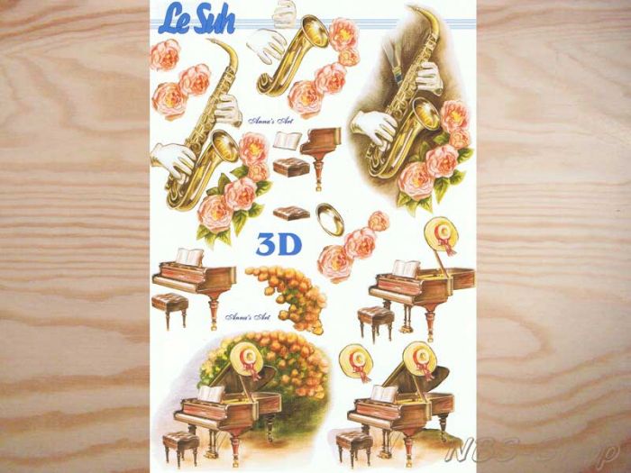 3D Bogen Saxophon und Klavier