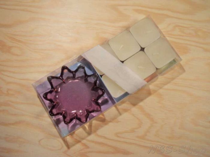 Glas-Teelichthalter "lila Blüte"