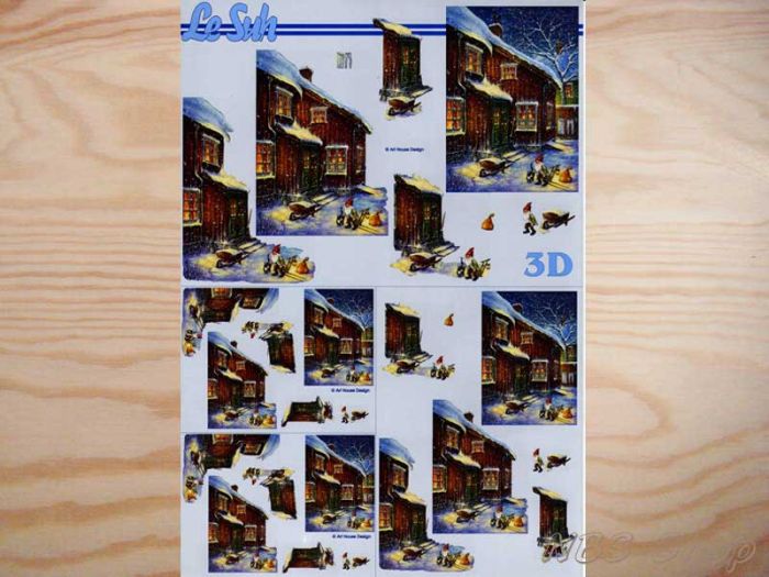 3D Bogen Wichtel mit Schubkarre 3er