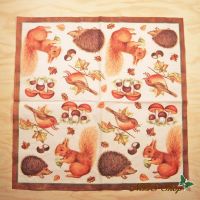 Motivserviette - Herbst-Tiere