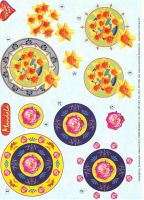 3D Bogen Mandala Rose und Narzissen