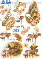 3D Bogen Saxophon und Klavier